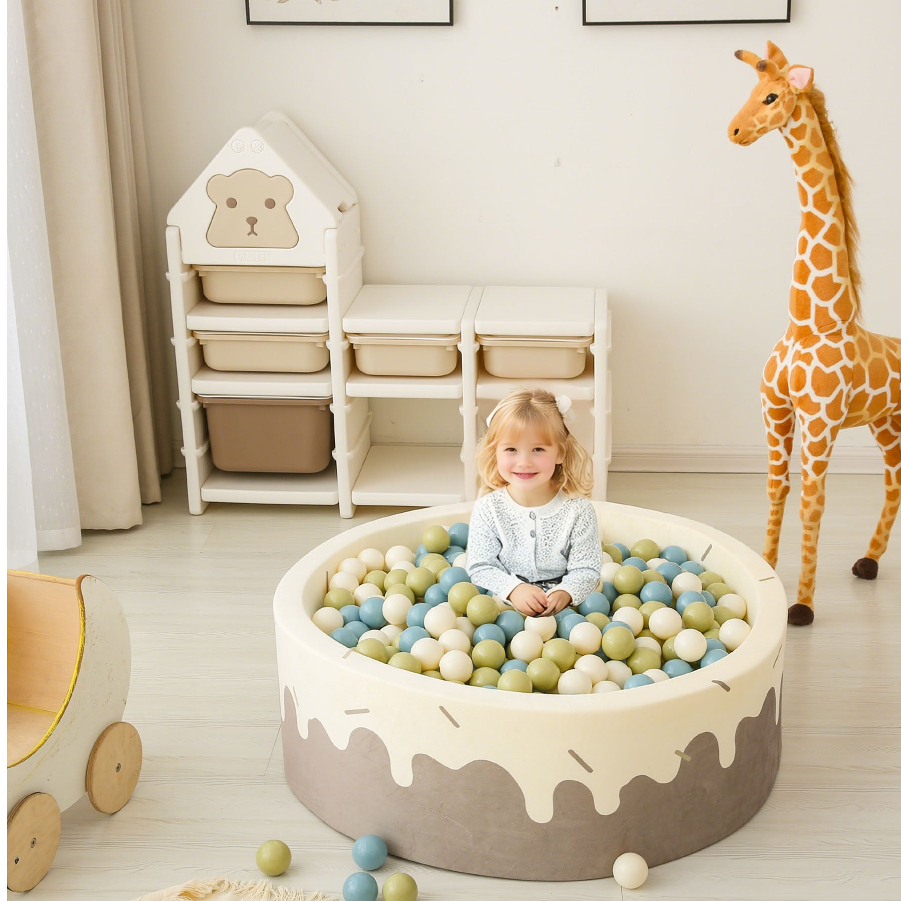 GOGOSO Pastel Plastic Play Balls Non-Phthalate Soft Toy Balls for  Ball Pit Tent Bath Decoration Indoor Outdoor , 2.2inch, Blue Green Beige,  1000PCS